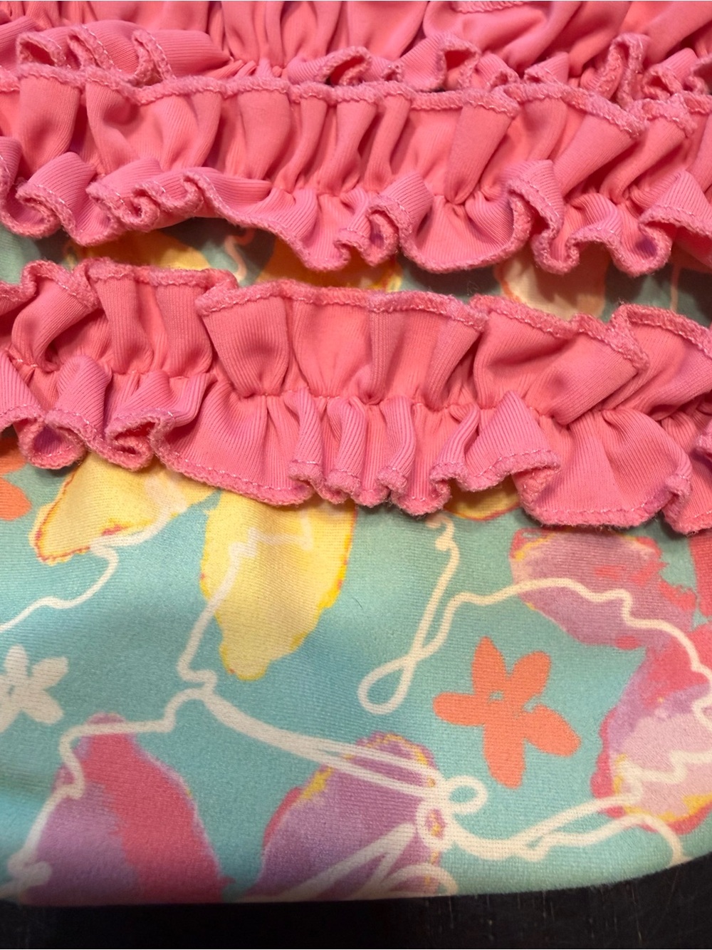 Ruffle Butts Rash Guard- Pink/Green/Yellow- Size 3T - Picture 7 of 8